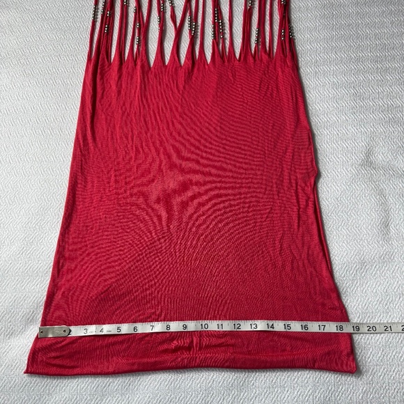 Fringe Beaded Jersey Wrap Retro Boho Hippie Music Festival 80s 90s Glam Rock - Picture 7 of 9